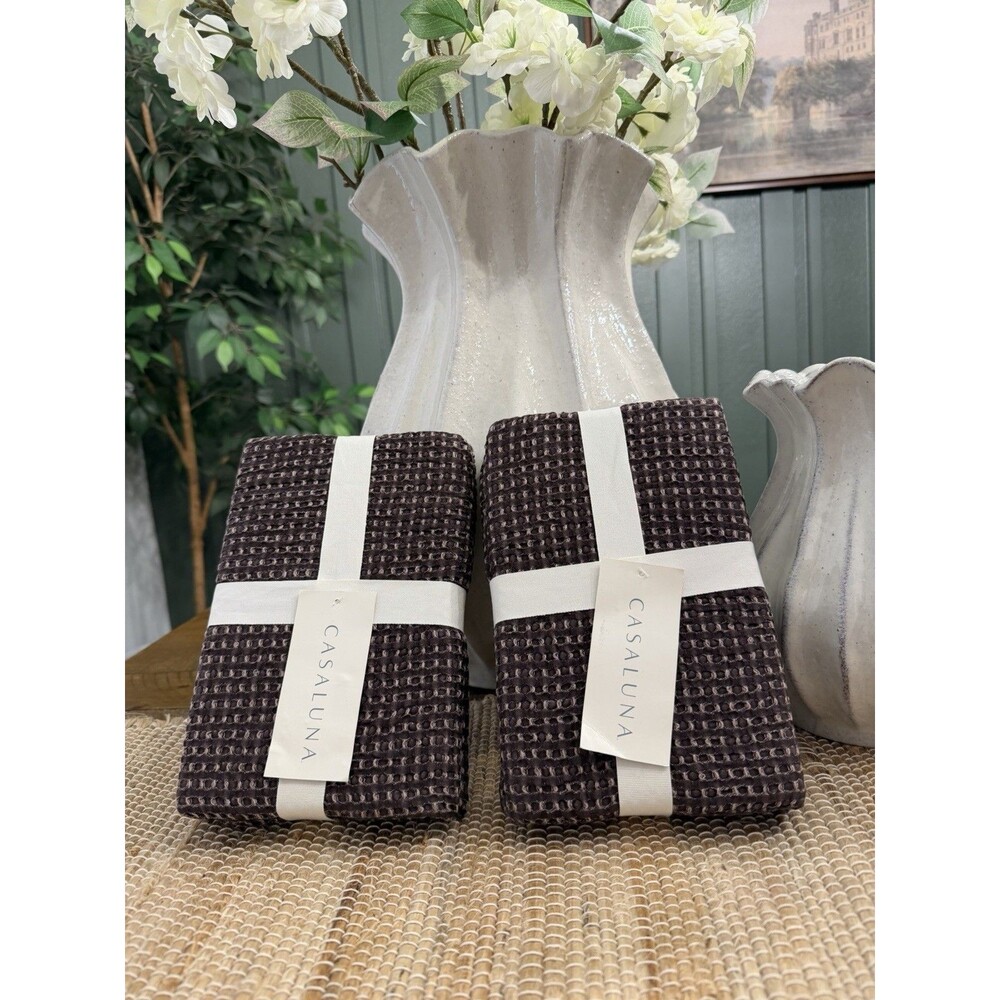 SET Of 2- Euro Textured Waffle Pillow Sham Dark Fig - Casaluna NEW